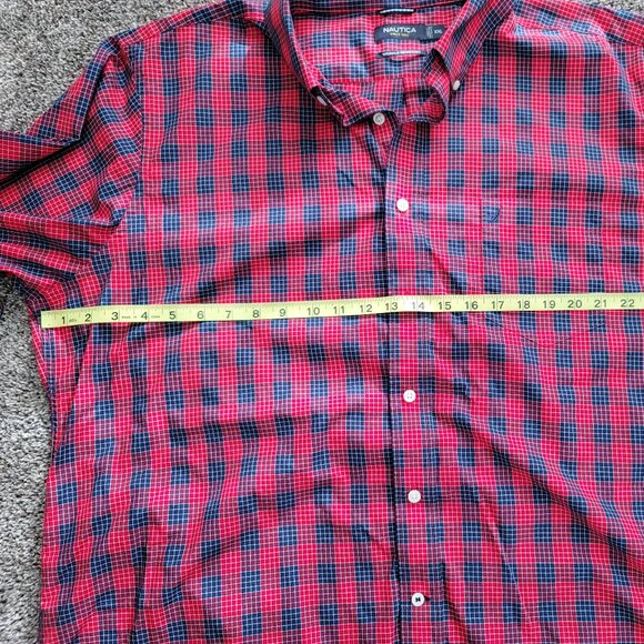 **Nautica Shirt Adult XXL Red Plaid Long Sleeve Casual Button Up Pocket Mens 2XL - Picture 4 of 8